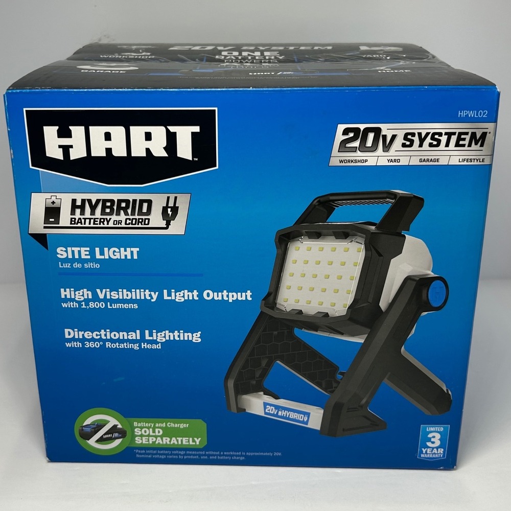 HART 20V Hybrid LED Site Light 1800 Lumens 360 Rotating Directional Light New